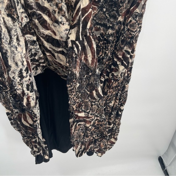 CHICOS Animal Print Lace Mesh Flared Skirt Lined Size 3 (XL) Maxi Elastic Waist - Picture 7 of 8